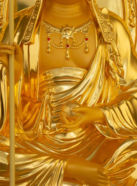 铜中式佛堂地藏王菩萨佛装饰摆件