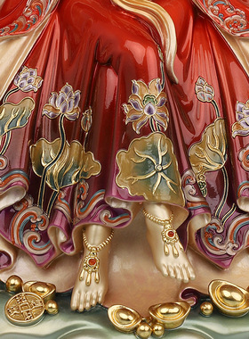 铜中式佛堂九尾狐娘娘神装饰摆件