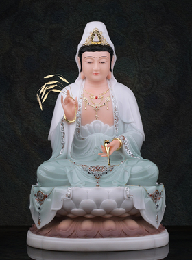 观音菩萨佛像家用款供奉树脂大势至南海观世音像娑婆三圣全堂佛