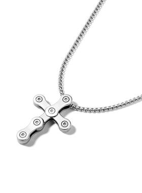 DH7十字架齿轮链条钛钢项链