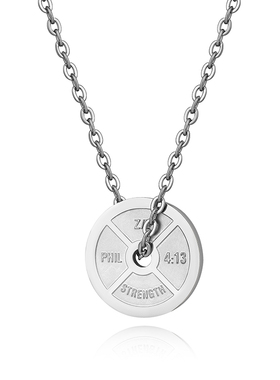 DH7杠铃举重吊坠钛钢项链男