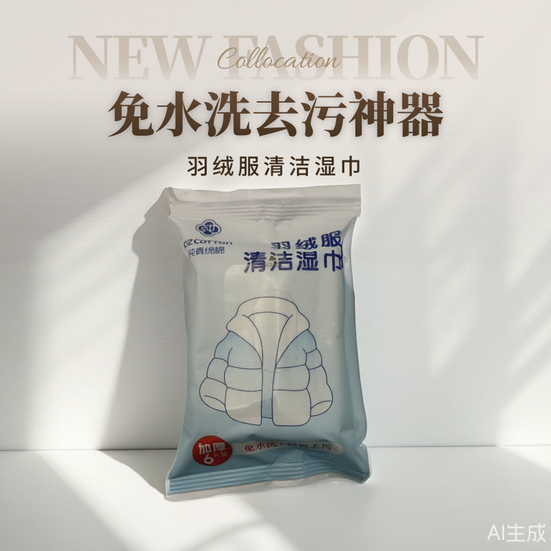 纯真绵棉羽绒服清洁湿巾免水洗强力去污便携实用衣物去渍湿纸巾,淘宝优惠券,粉丝福利购,淘宝优惠卷