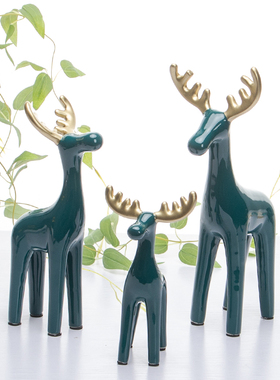 极速北欧轻奢小鹿摆件创意客厅玄关酒柜电视柜简约V现代家居装饰