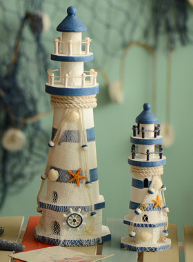 极速地中海木质做j旧灯塔摆件 家居装饰品 创意海洋风格装饰摆设