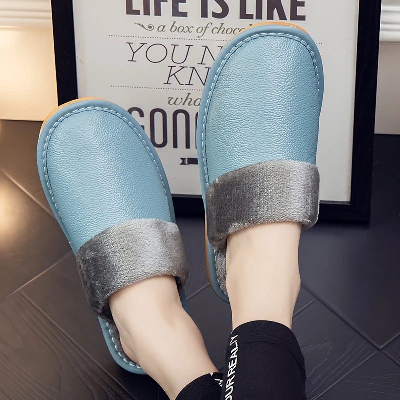 海宁真皮保暖居家棉拖鞋秋冬男女室内防滑软底静音透气家用皮拖鞋,淘宝优惠券,粉丝福利购,淘宝优惠卷