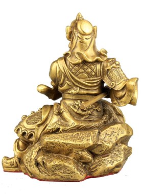 纯铜武财神摆件客厅玄关装饰关公铜像提刀关公关二爷车载摆件