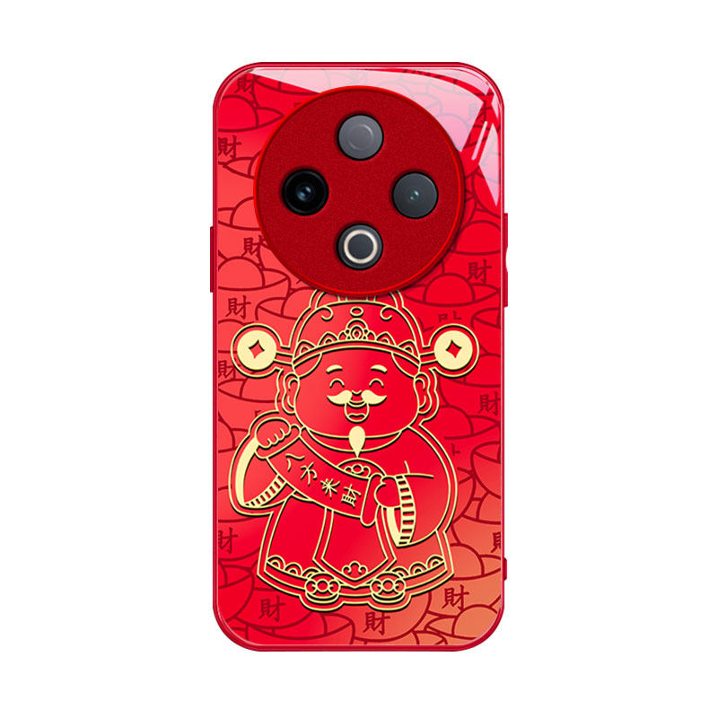 适用红米14R手机壳新款创意时尚财神爷14C金属漆玻璃保护套Redmi12 5G全包防摔外壳12R潮流男女,淘宝优惠券,粉丝福利购,淘宝优惠卷