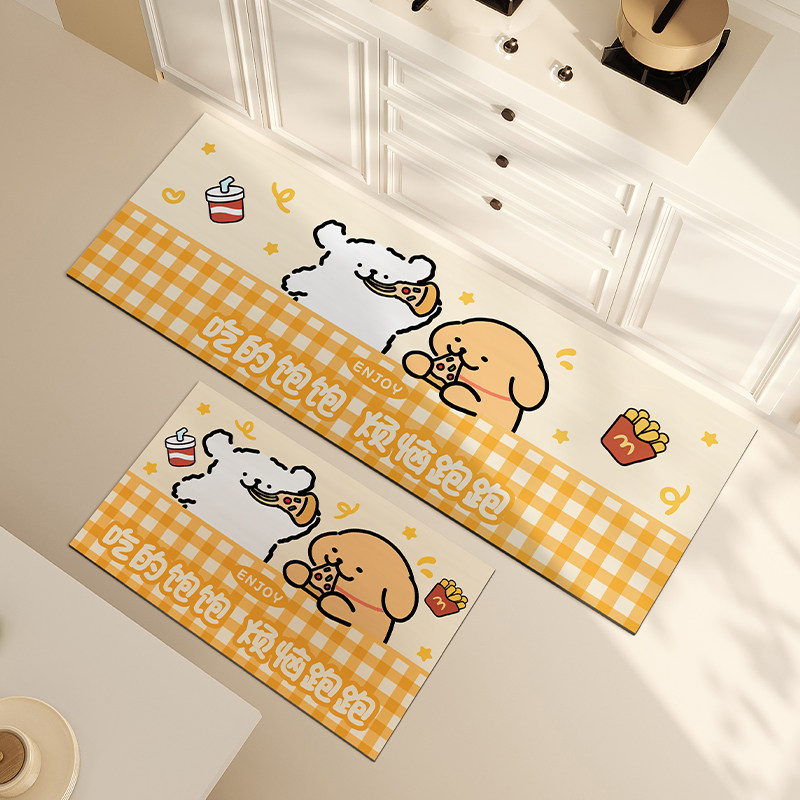 卡通厨房专用地垫耐脏防滑可擦免洗地毯长条防水吸油家用脚垫子,淘宝优惠券,粉丝福利购,淘宝优惠卷