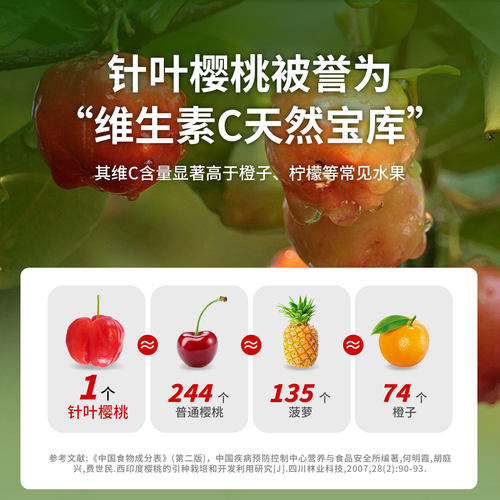 针叶樱桃天然VC片维生素c片儿童青少年成人咀嚼片无蔗糖型刺梨味 - 图2