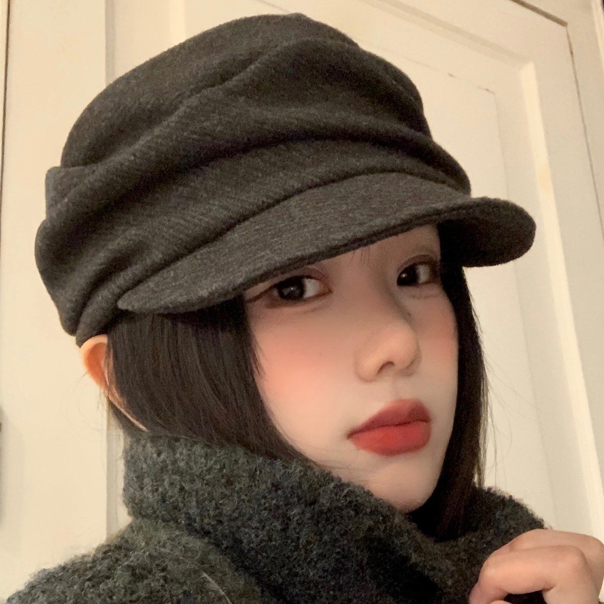 日系山本风黑色褶皱贝雷帽女秋冬显脸小报童帽大头围百搭画家帽子,淘宝优惠券,粉丝福利购,淘宝优惠卷