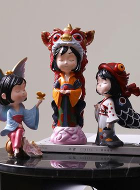 可爱少女心日式女孩摆件创意卧室儿童房橱窗样板桌面房家居装饰品