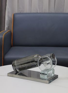 现代简约创意烟灰水晶气泡酒瓶y摆件客厅酒柜玄关家居桌面软装饰