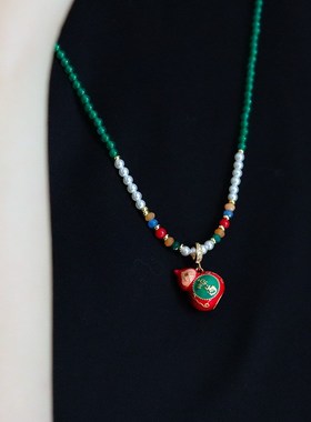 新中式复古轻奢滴油葫芦珍珠毛衣链女高级感长款时尚精致百搭项链