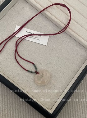 新中式冰玉髓祥云如意吊坠抽拉调节项链女小众复古气质颈链民族风