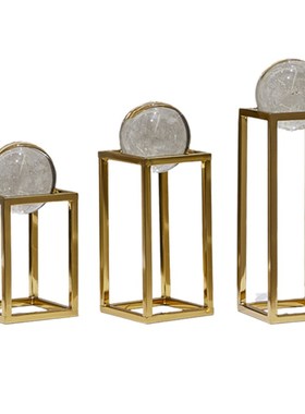 轻奢风几何玻璃球摆件现代客厅酒柜隔断柜办N公室书房柜家居装饰