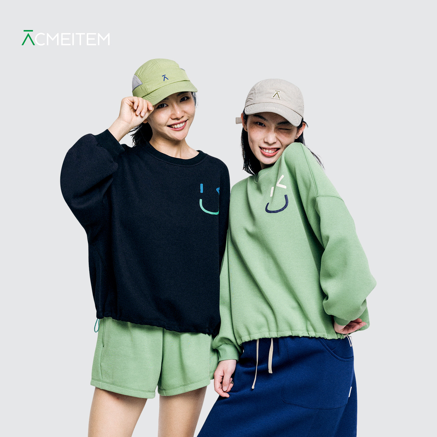 ACMEITEM爱棵米户外笑脸空气层卫衣圆领套头印花宽松上衣女士男生,淘宝优惠券,粉丝福利购,淘宝优惠卷