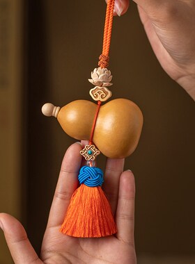 短款吉红色流苏门对门葫芦挂件天然开口大O门客厅门口中国结挂饰
