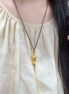 国风黄金色小鱼转运珠锦鲤项链