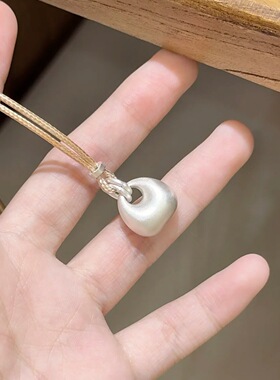 轻奢古法银坨坨元宝锁包实心项链