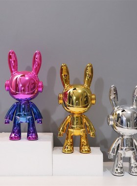 欧式卡通耳机兔样板房售楼部卧室客厅书房餐厅电视柜软装饰品摆件