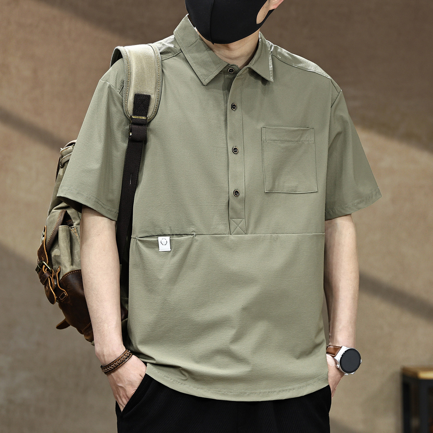 美式工装冰丝短袖Polo衫男夏季2026新款潮牌宽松休闲透气速干衬衫,淘宝优惠券,粉丝福利购,淘宝优惠卷