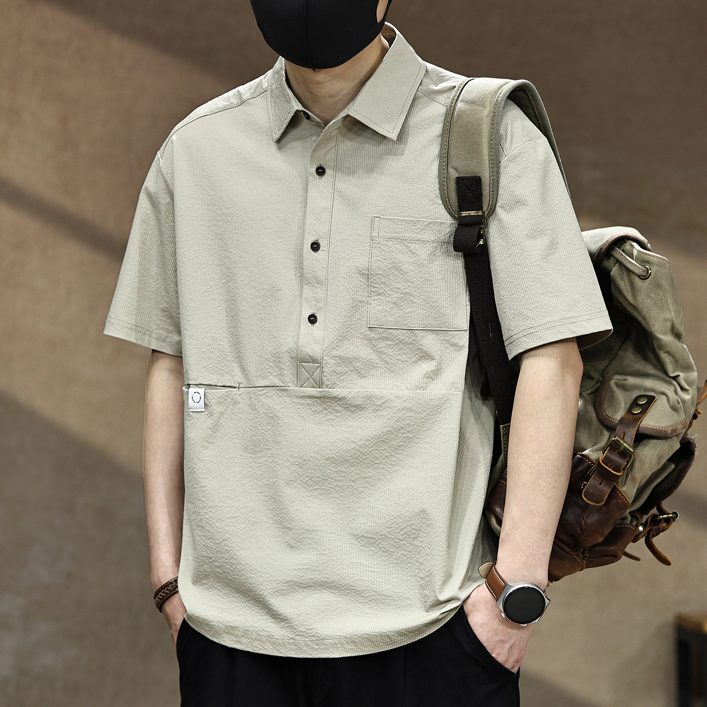 美式工装冰丝短袖Polo衫男夏季2026新款潮牌宽松休闲透气速干衬衫,淘宝优惠券,粉丝福利购,淘宝优惠卷
