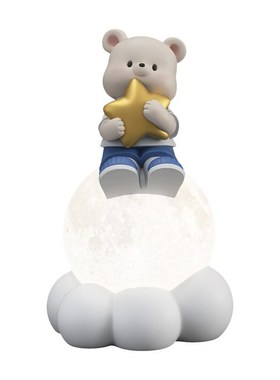 奶油风熊摆件家居软装饰品卧室床头柜小夜灯O儿童房睡眠灯生日礼