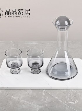 现代简约灰白色大理石托盘底座桌面家居饰品客R厅茶桌酒店家具摆