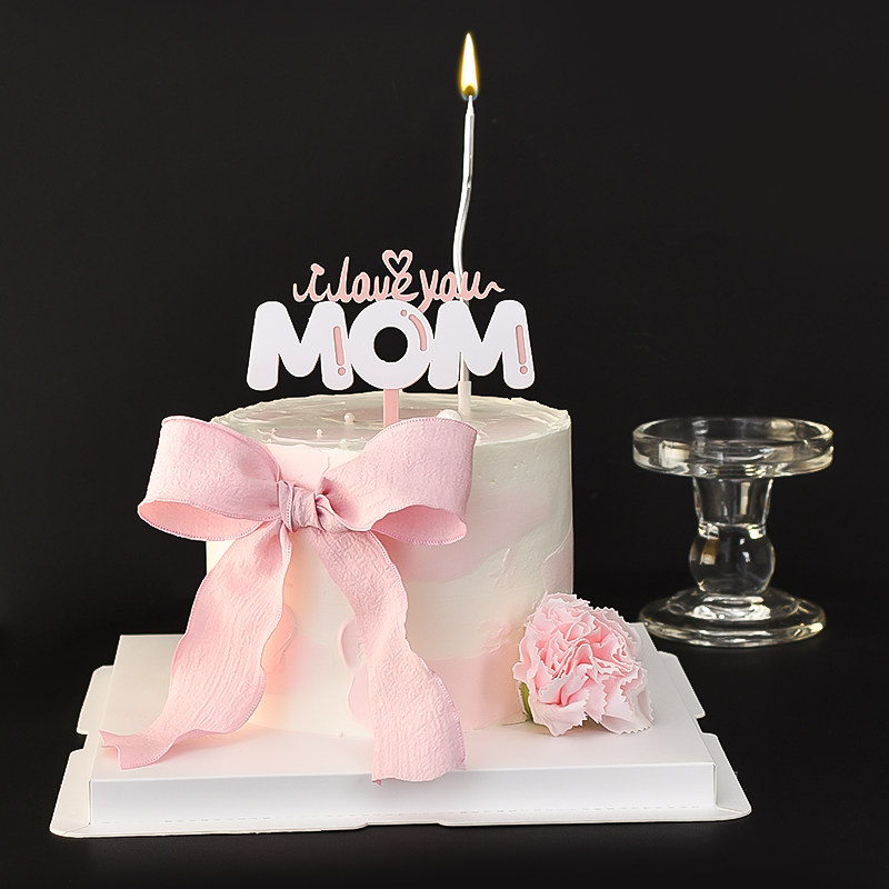 网红母亲节蛋糕装饰妈妈MOM我爱你丝带蝴蝶结仿真康乃馨烘焙插牌,淘宝优惠券,粉丝福利购,淘宝优惠卷