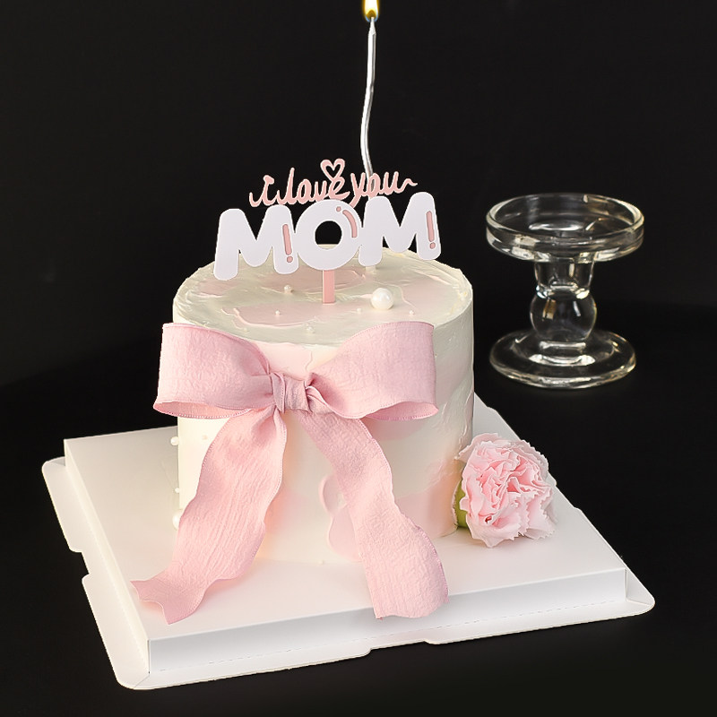 网红母亲节蛋糕装饰妈妈MOM我爱你丝带蝴蝶结仿真康乃馨烘焙插牌,淘宝优惠券,粉丝福利购,淘宝优惠卷