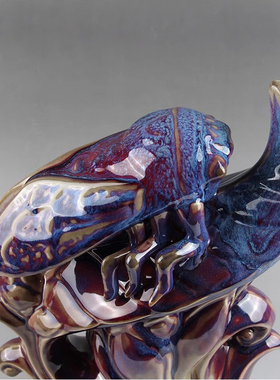 钧瓷摆件河南禹州神垕钧窑变釉一鸣惊人知了送朋友同事高档礼品