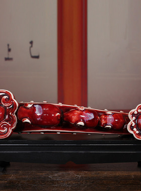 禹州神垕钧瓷摆件手工钧红釉大象寓意吉祥如意客厅装饰高档礼品