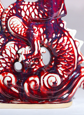 神垕镇陶瓷精品摆件桌面装饰节日生日礼物福龙戏珠钧瓷窑变礼盒装