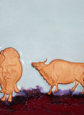 陈奎峰大师手作钧瓷屏风五牛图中式陶瓷家居装饰高档工艺品摆件