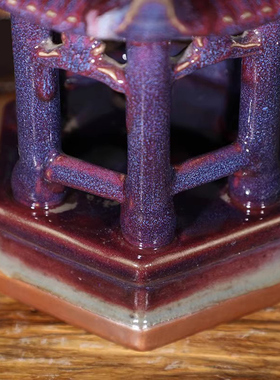 苗宗贤大师早期手工煤烧作品亭子钧瓷摆件河南禹州神垕钧窑送礼品