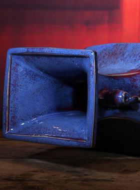 钧瓷花瓶双鱼尊大瓶中国风复古居家客厅玄关陶瓷摆件前台桌面装饰