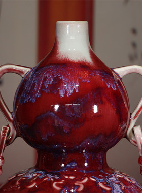 钧瓷福禄如意祝福摆件中式陶瓷家居客厅玄关装饰工艺品高档送礼品