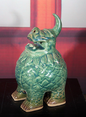 禹州神垕原产地钧瓷摆件天禄貔貅李朝斐大师柴烧釉招财开业礼品