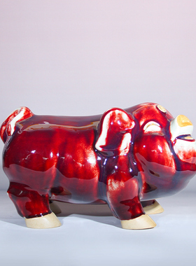 禹州神垕钧瓷桌面摆件福猪卡通动物摆饰河南文创意礼品收藏带礼盒