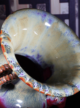 钧瓷温家钧窑窑变釉三阳开泰陶瓷家居办公室博古架摆件高档送礼品