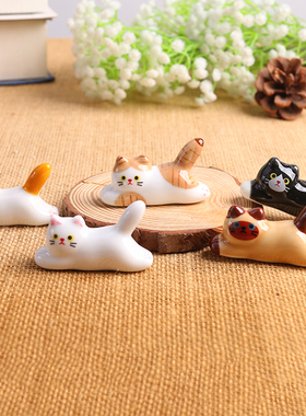日式陶瓷猫咪柴犬摆件筷子架卡通精致筷子筷托家用可爱筷架托筷枕