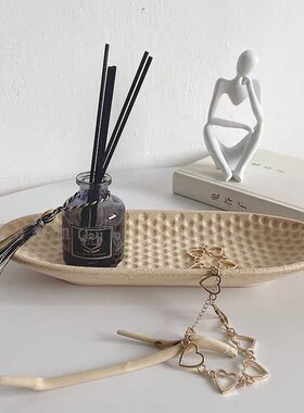 椭圆木质托盘粗糙复古做旧风食物装饰盘饰品摆拍北欧家居民宿软装