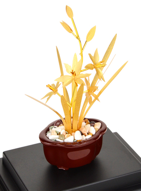 金箔兰花摆件家居饰品客厅电视柜酒柜玄关工艺品家装办公室装饰