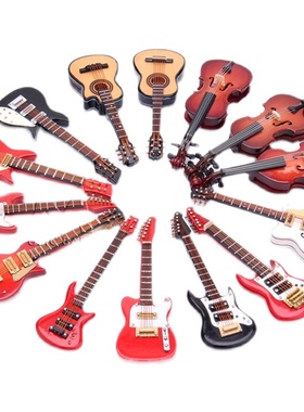 迷你电吉他模型摆件10cm古典吉他电贝斯生日蛋糕娃娃乐器大小提琴