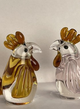 琉璃手工琉璃咕咕母鸡车载摆件家居装饰摆件小兔子猫头鹰小动物