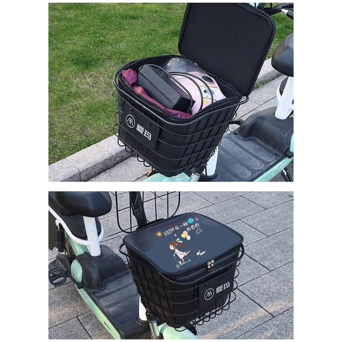 电动车筐内胆包防水防晒通用款电瓶车筐置物神器前篓箱兜三轮内篓