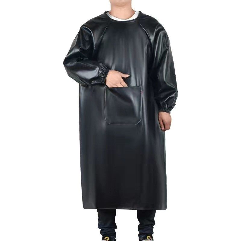 防水防油皮革罩衣免洗工作服男女反穿衣倒褂长袖纯色加肥软皮围裙,淘宝优惠券,粉丝福利购,淘宝优惠卷