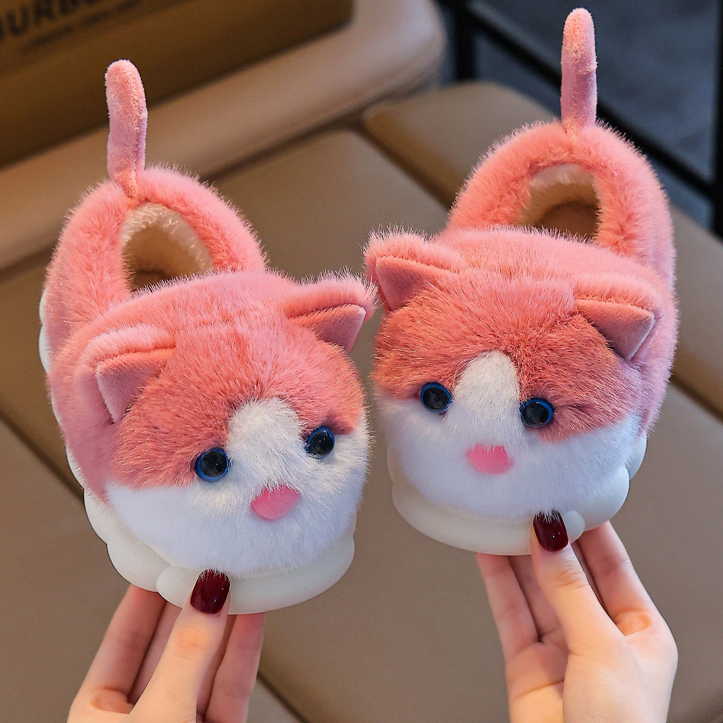 冬季儿童棉拖鞋包跟男孩毛毛保暖儿童可爱家居室内中小童加绒棉鞋,淘宝优惠券,粉丝福利购,淘宝优惠卷