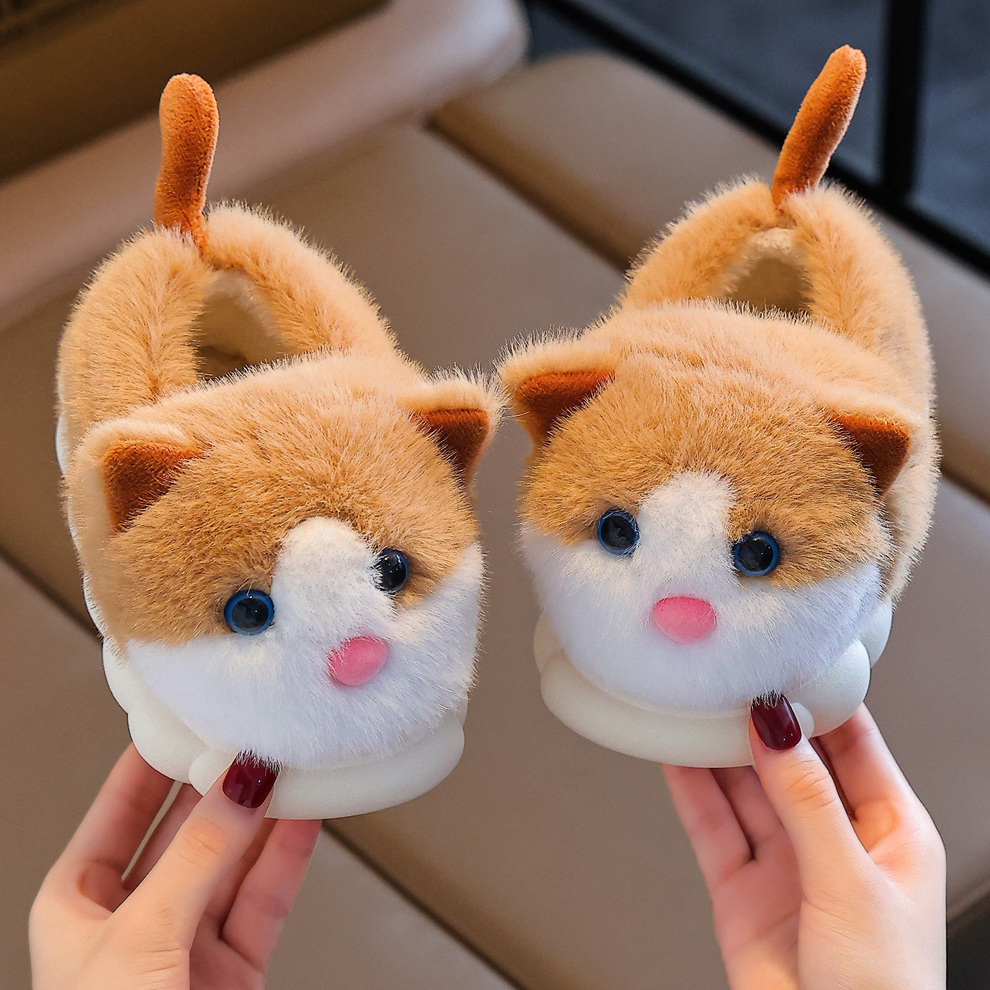 冬季儿童棉拖鞋包跟男孩毛毛保暖儿童可爱家居室内中小童加绒棉鞋,淘宝优惠券,粉丝福利购,淘宝优惠卷