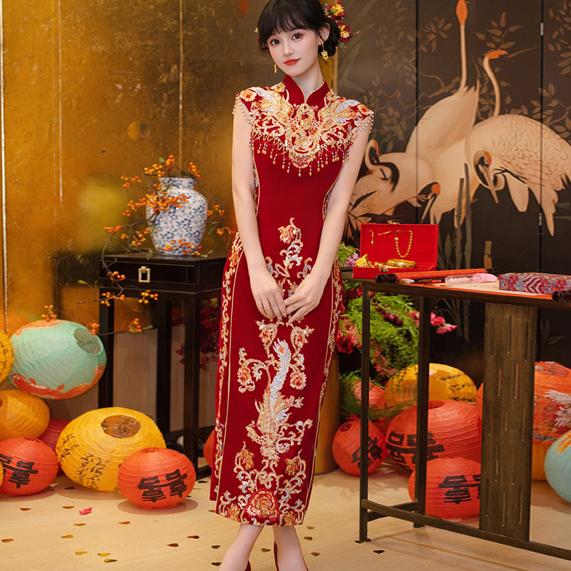 红色秀禾出阁婚服旗袍敬酒服新娘2026新款新中式订婚礼服高级结婚,淘宝优惠券,粉丝福利购,淘宝优惠卷